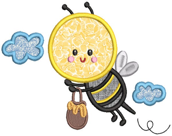 Sweet Busy Bees Applique Machine Embroidery Designs by JuJu 