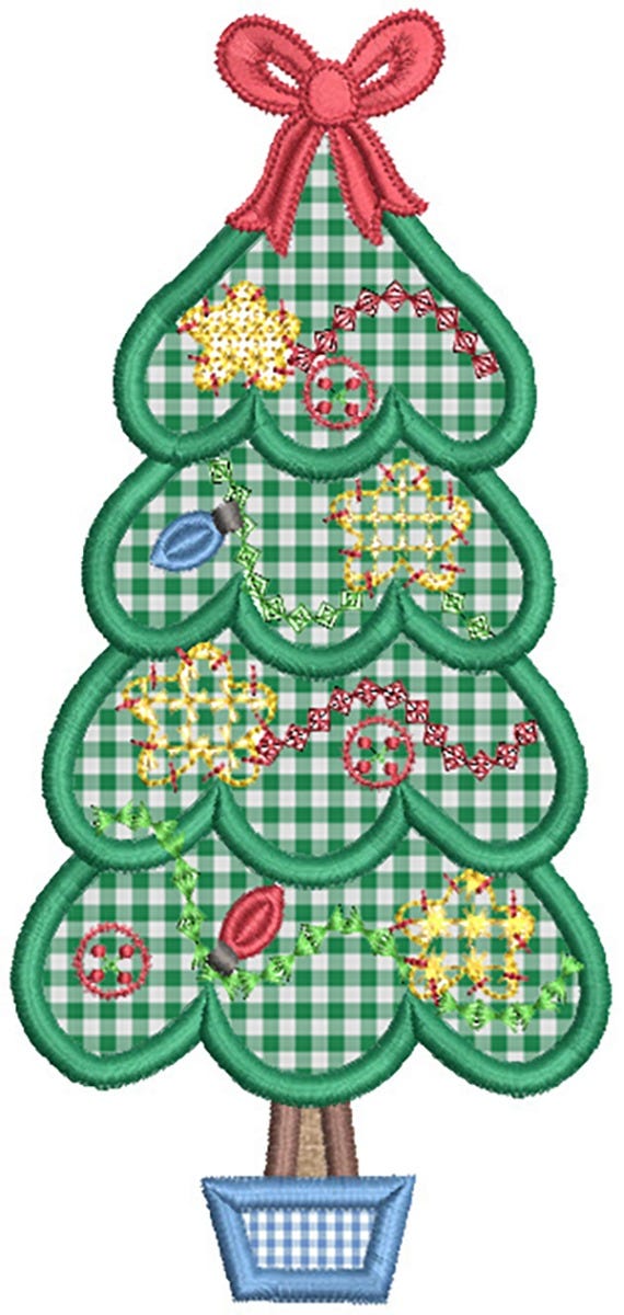 Sweet Christmas Trees Applique Machine Embroidery Designs by JuJu