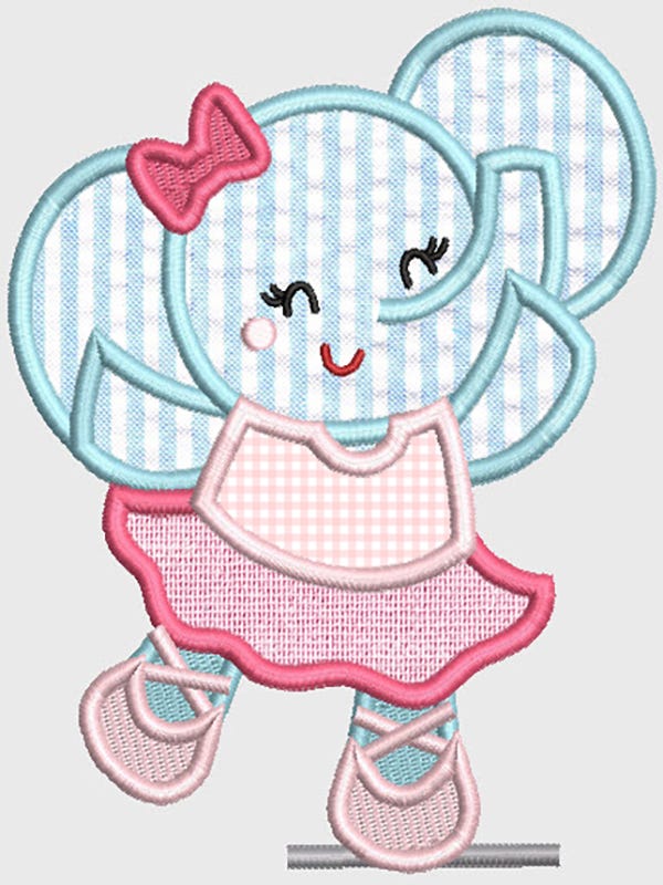 Sweet Elephant Ballerinas Applique Machine Embroidery Designs by JuJu 