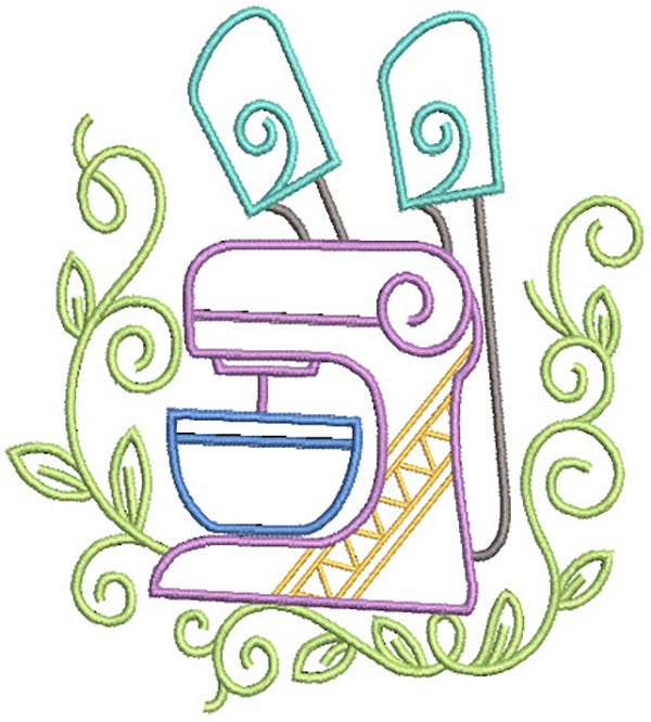 Swirly Kitchen 2 Machine Embroidery Designs by JuJu