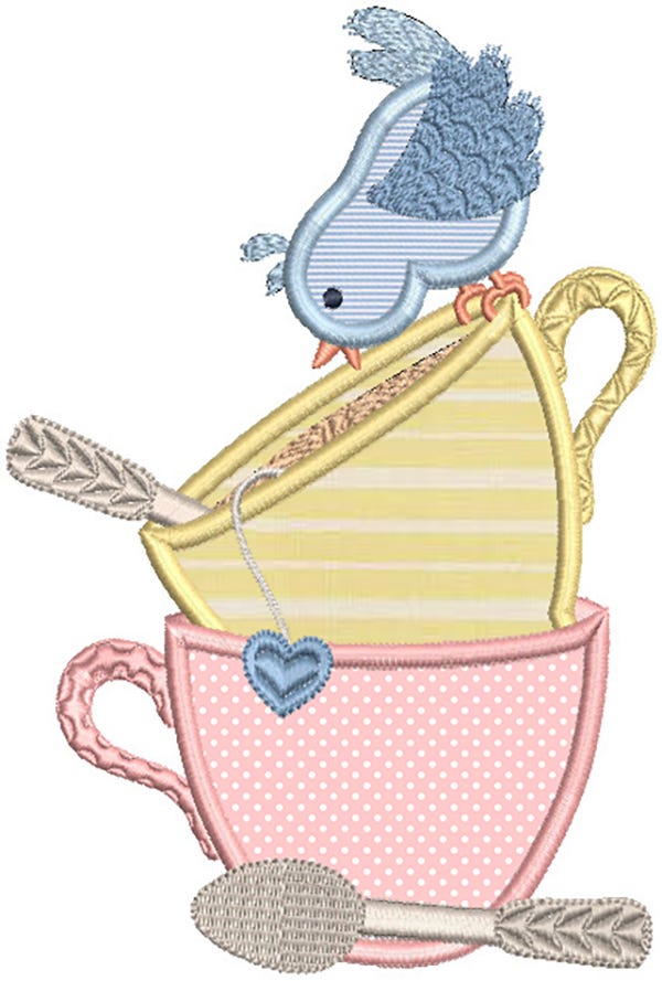 Tea Party Applique Machine Embroidery Designs by JuJu 