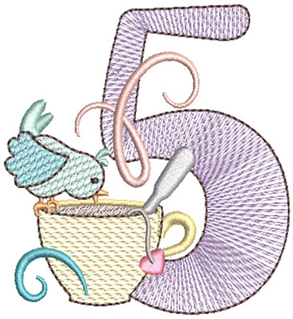Tea Party Numbers Digital Embroidery Designs by JuJu