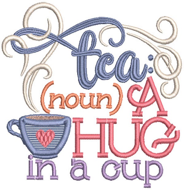 Tea Party Word Art Machine Embroidery Designs by JuJu