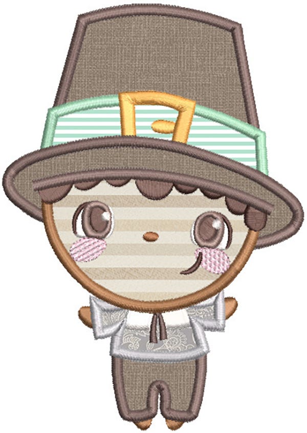 Thanksgiving Kids Applique Machine Embroidery Designs by JuJu