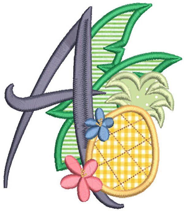 Tropical Applique Alphabet | Machine Embroidery Designs by JuJu