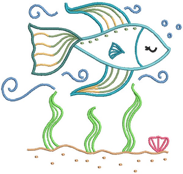 Tropical Fish Machine Embroidery Designs by JuJu