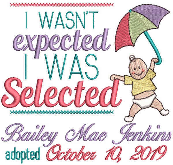 Umbrella Baby Adoption Announcement Machine Embroidery Designs by JuJu