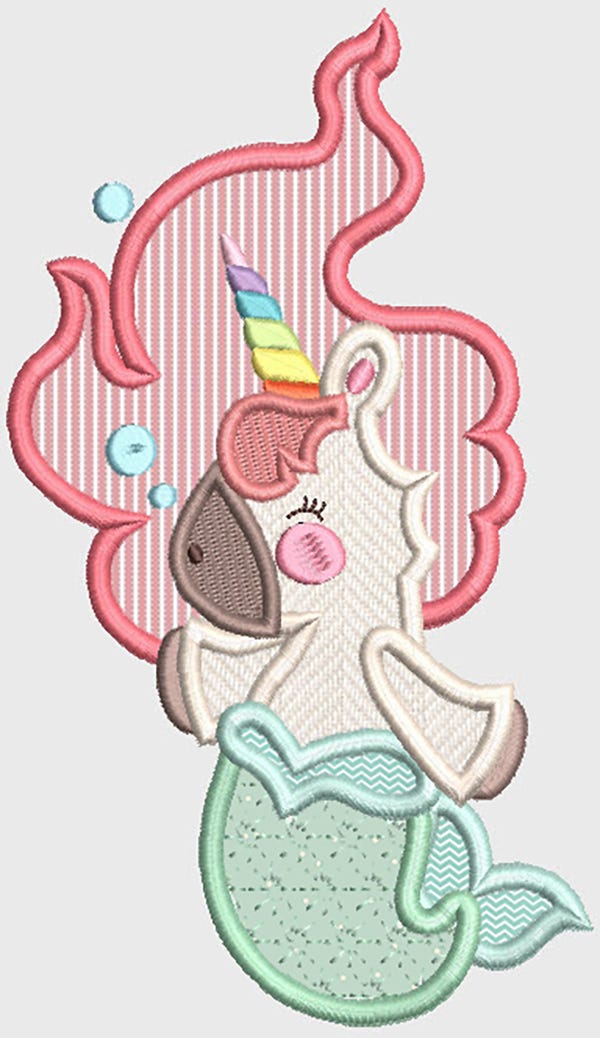 Unicorn Mermaids Applique Machine Embroidery Designs by JuJu