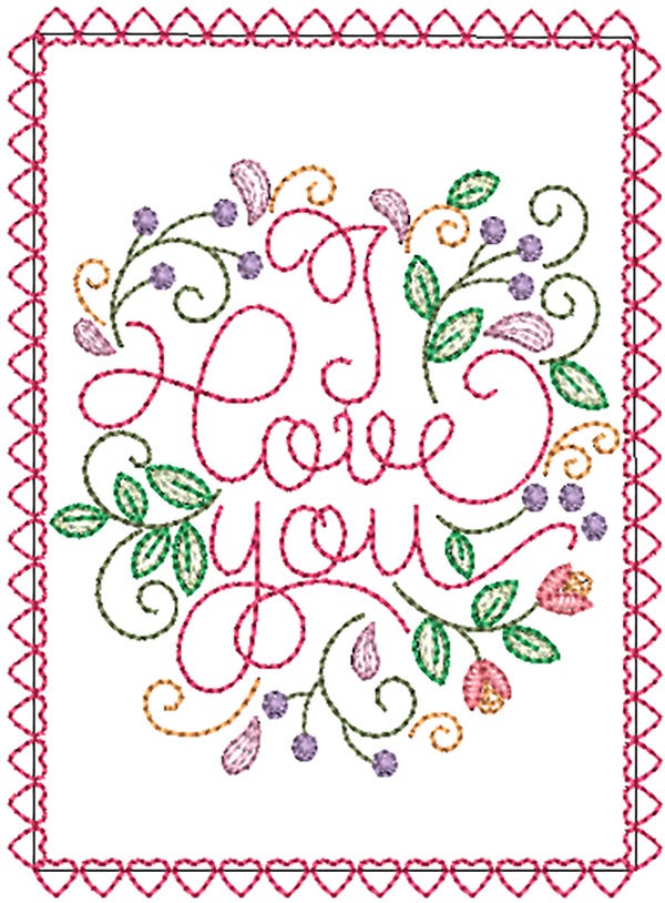 Valentines Greeting Cards 7 | Machine Embroidery Designs by JuJu