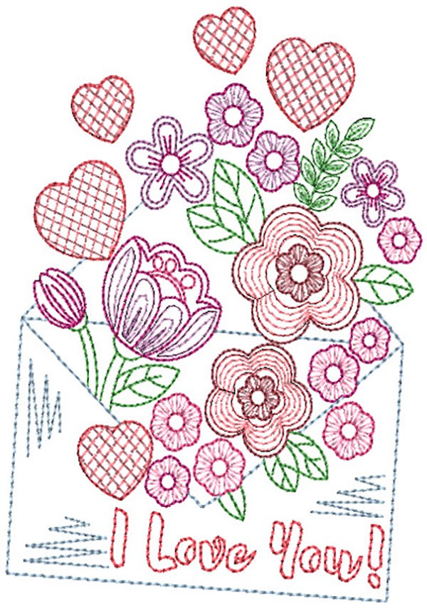 Valentines Greeting Cards 1 Digital Embroidery Designs by JuJu