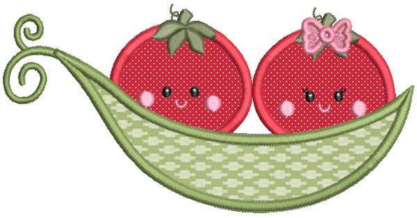 Veggie Twins Applique Machine Embroidery Designs by JuJu