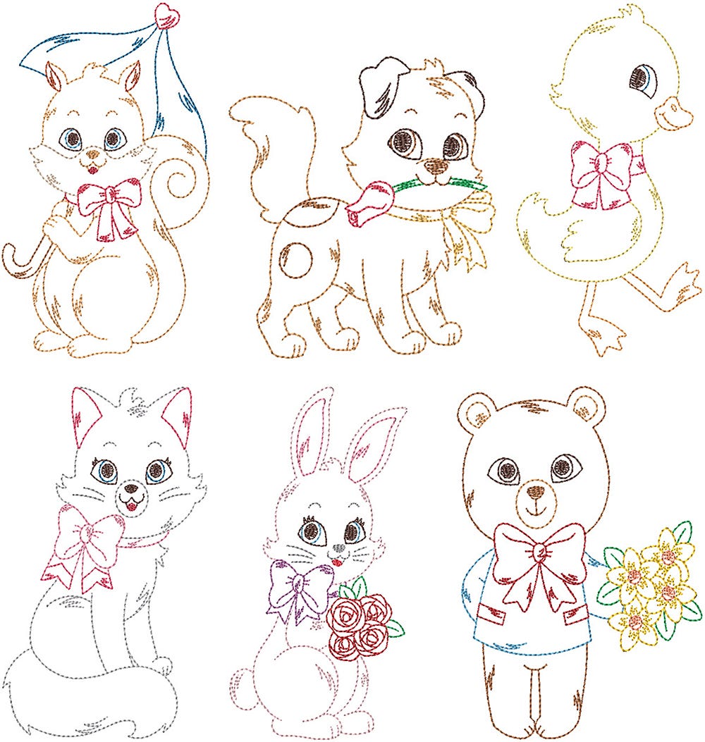 Vintage Animals | Machine Embroidery Designs by JuJu