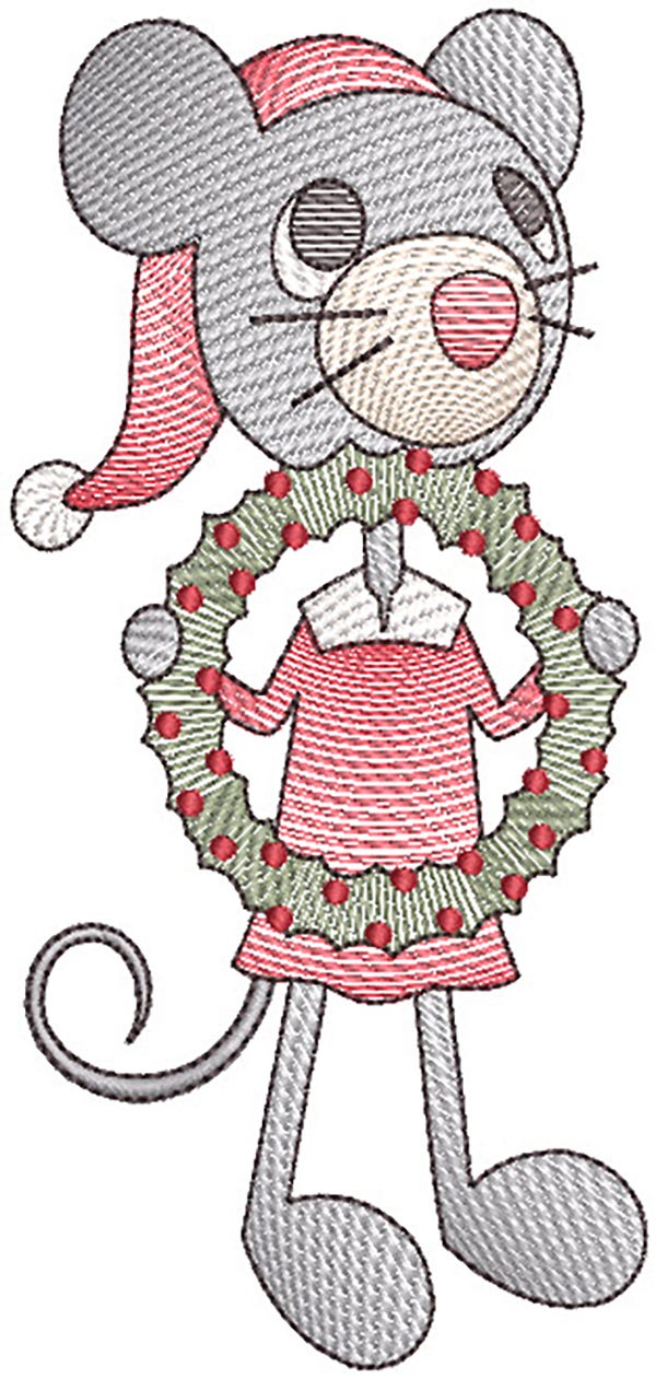 Vintage Christmas Mice Machine Embroidery Designs By JuJu