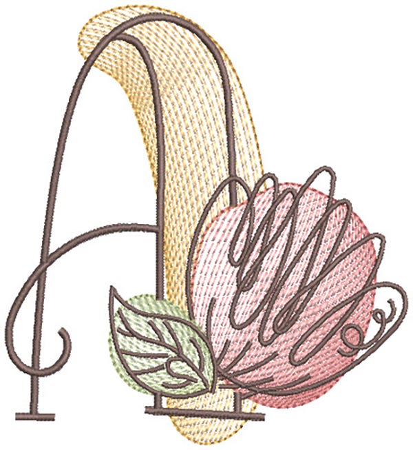 Vintage Sketch Blooming Alphabet | Machine Embroidery Designs by JuJu