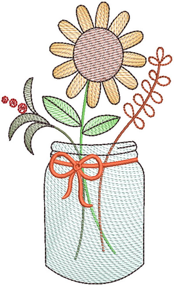 Vintage Sketch Fall Mason Jars Machine Embroidery Designs by JuJu