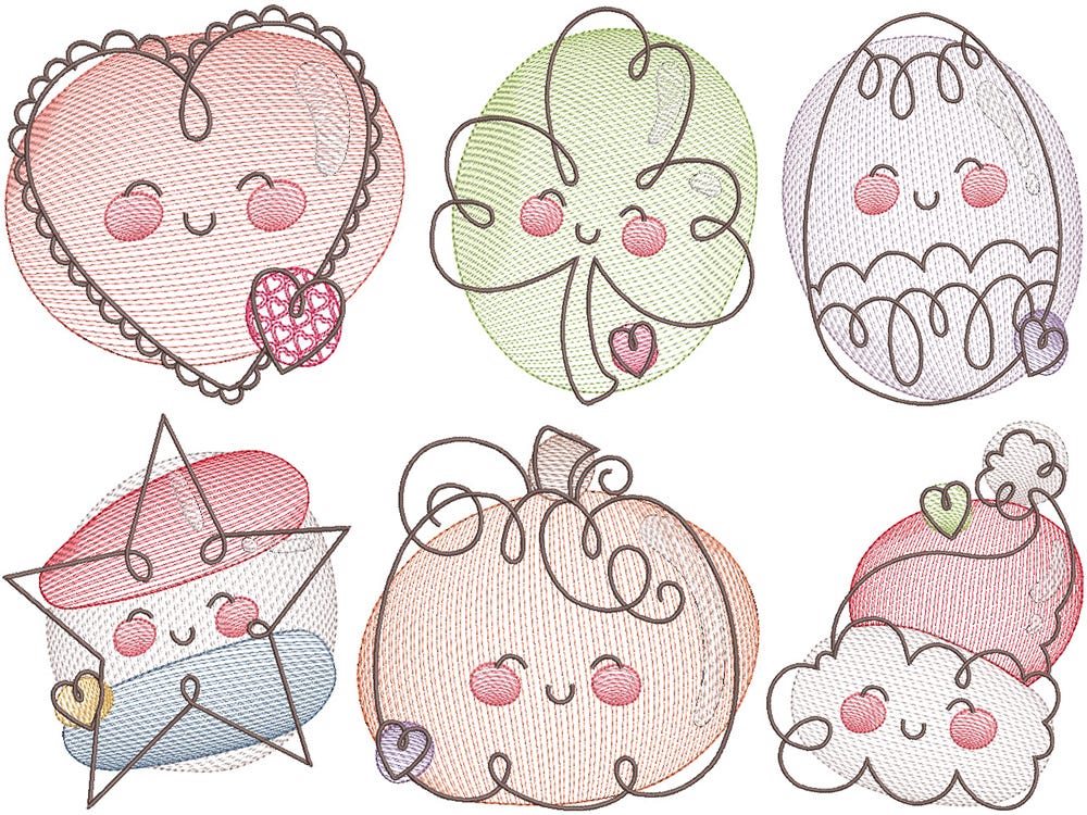 Vintage Sketch Holidays Machine Embroidery Designs by JuJu
