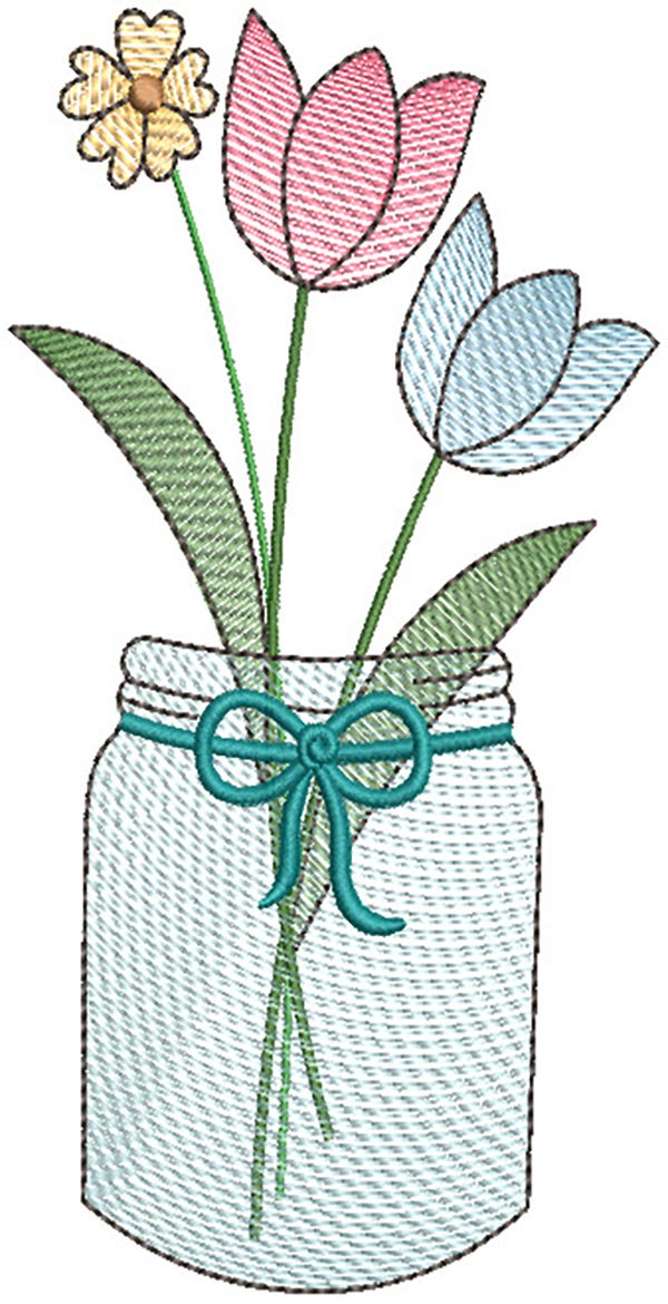 Vintage Sketch Mason Flowers Machine Embroidery Designs By JuJu