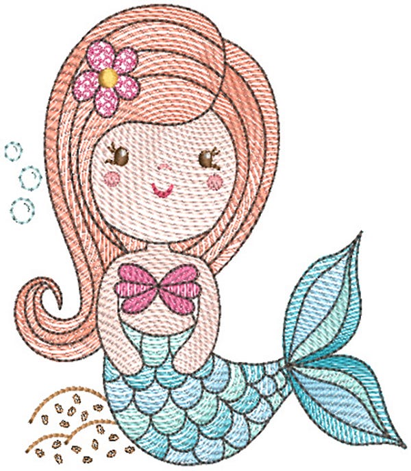 Vintage Sketch Mermaids Machine Embroidery Designs By JuJu