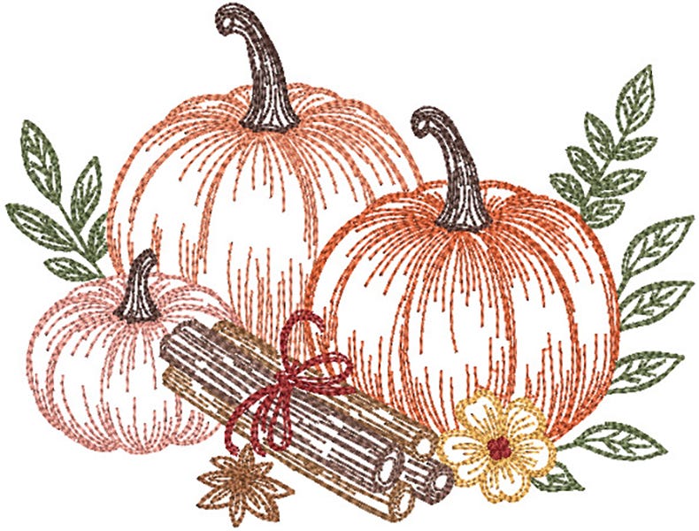 Vintage Sketch Pumpkins | Machine Embroidery Designs by JuJu	