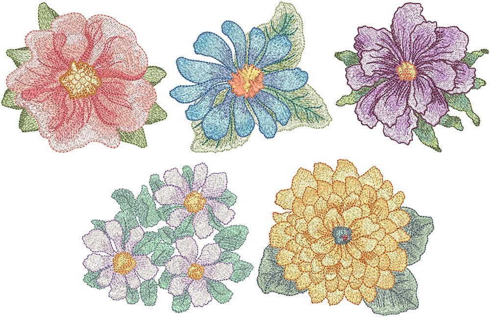 Watercolor Flowers | Machine Embroidery Designs by JuJu
