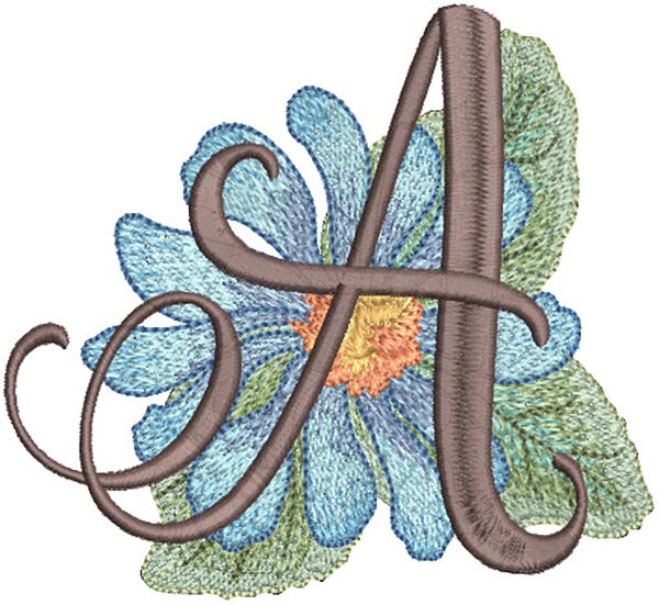 Watercolor Flowers Alphabet | Machine Embroidery Designs by JuJu