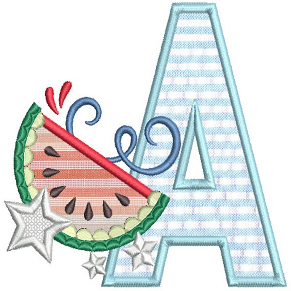 Watermelon Applique Alphabet | Machine Embroidery Designs by JuJu