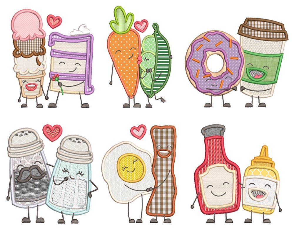 We Go Together Applique 2 Machine Embroidery Designs By JuJu
