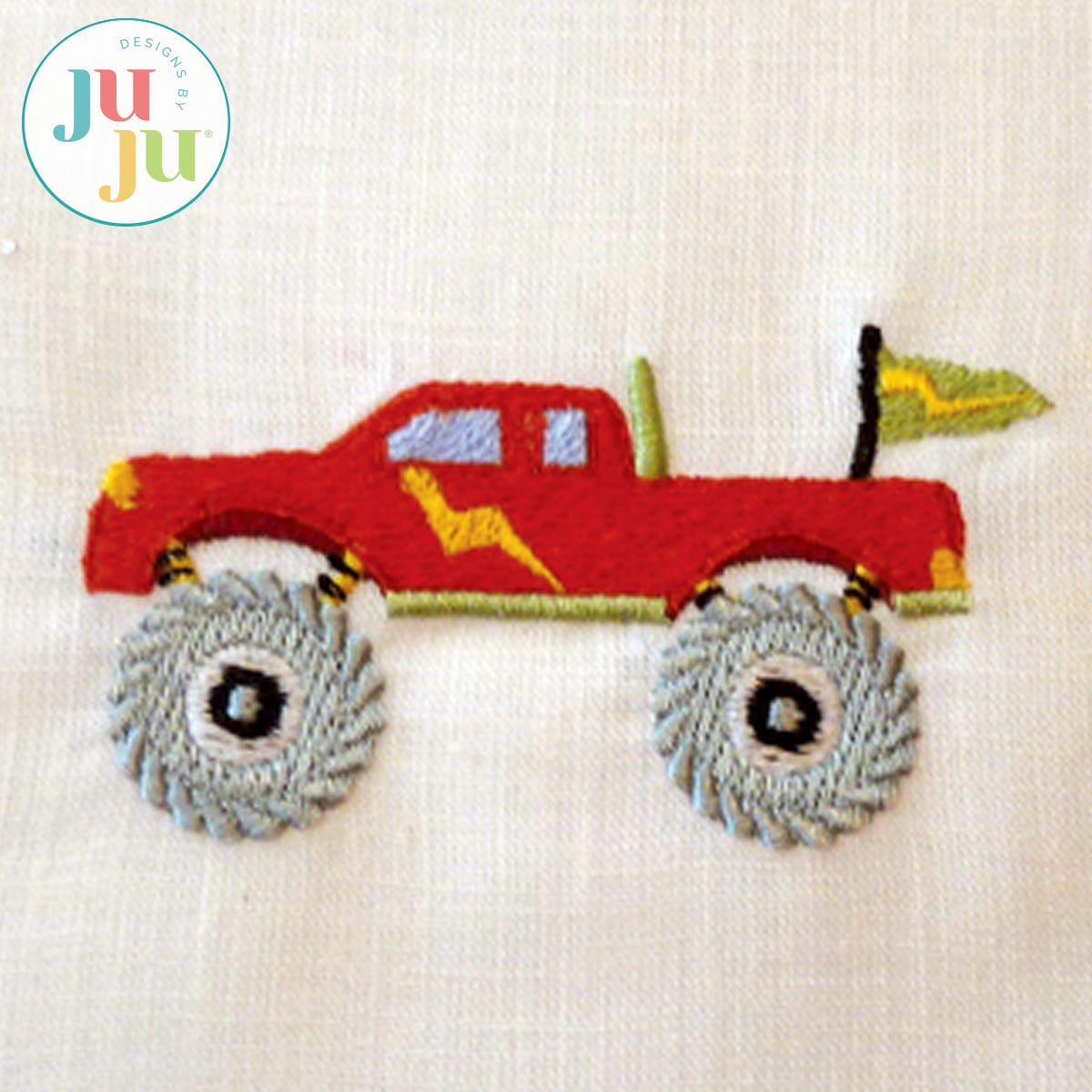 Mini Monster Truck Embroidery Design by Oma's Place | Machine Embroidery Designs by JuJu