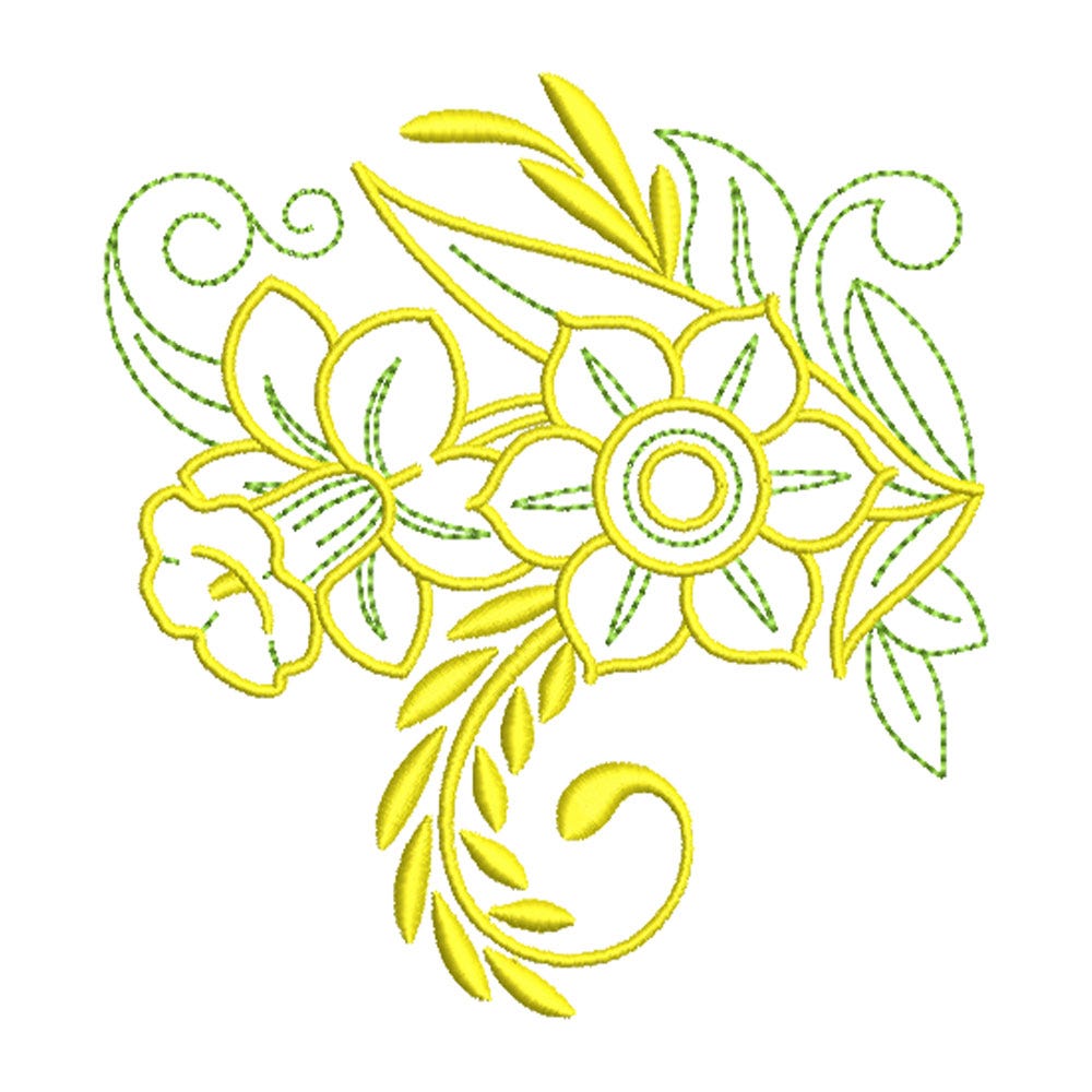 FREE Daffodil Embroidery Design | Machine Embroidery Designs by JuJu