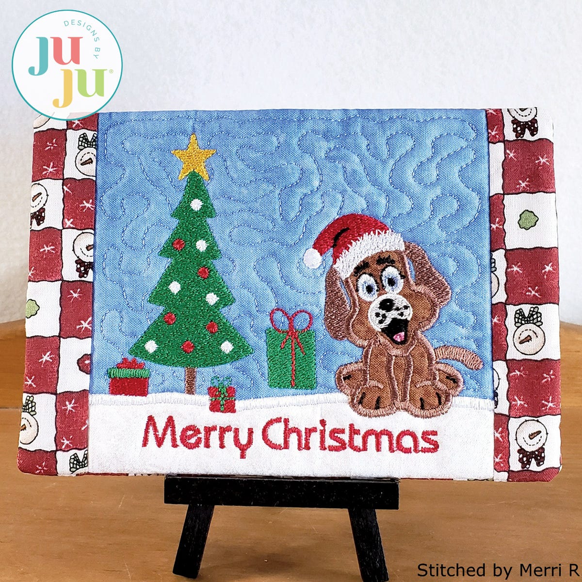  Christmas Dog Mug Rug by Oma's Place | Machine Embroidery Designs by JuJu