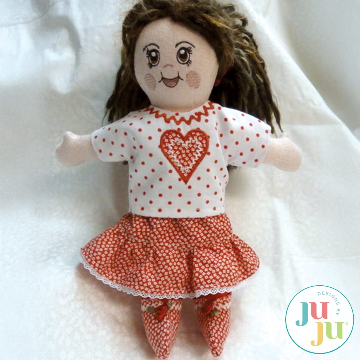 In The Hoop Doll Heart Outfit Project by Oma's Place | Machine Embroidery Designs by JuJu