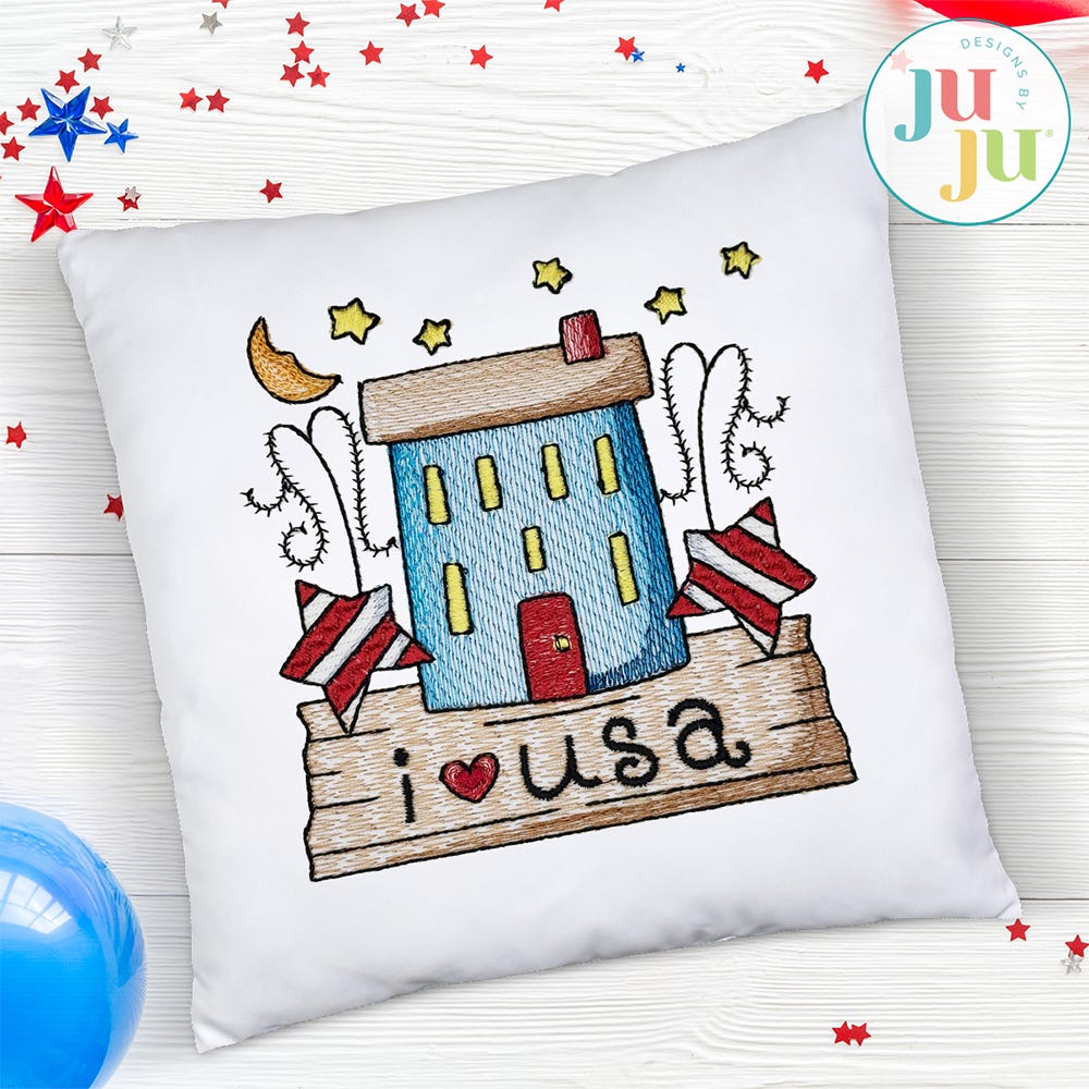 Free I Love USA Embroidery Design