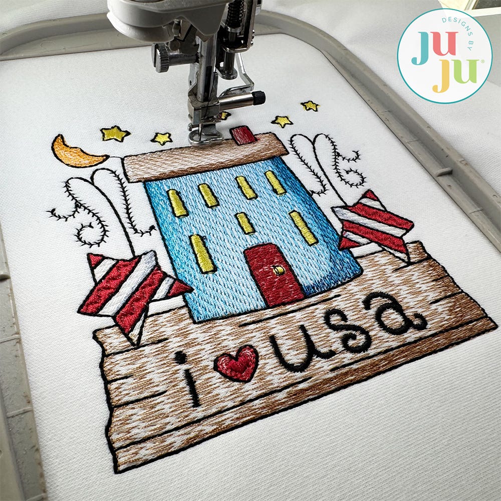 Free I Love USA Embroidery Design