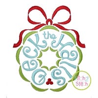 Deck the Halls Wreath Embroidery | Machine Embroidery Designs by JuJu