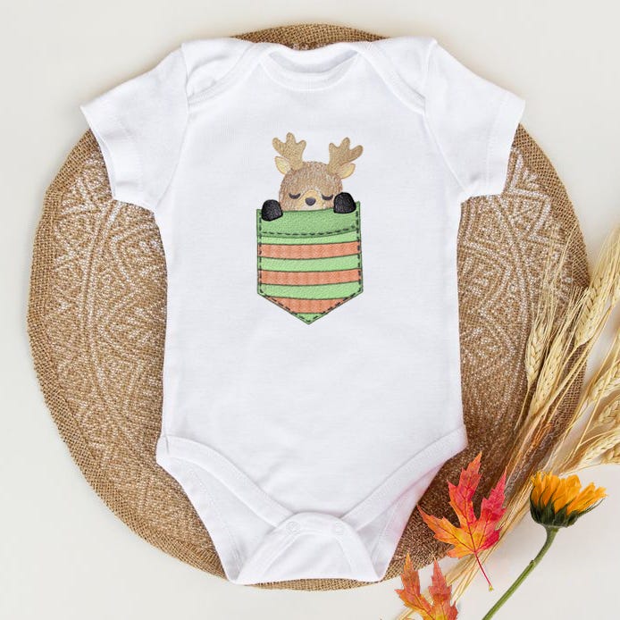 Pocket Deer | Machine Embroidery Designs by JuJu