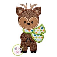 Deer with Scarf Boy Applique | Machine Embroidery Designs by JuJu