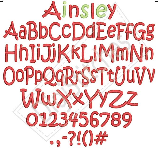 Ainsley Embroidery Font | Machine Embroidery Designs by JuJu