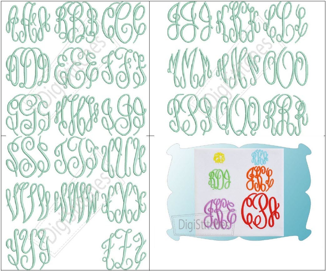 Circle Monogram Small Embroidery Font | Machine Embroidery Designs by JuJu