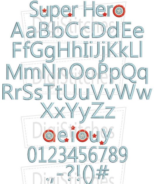 Super Hero Embroidery Font