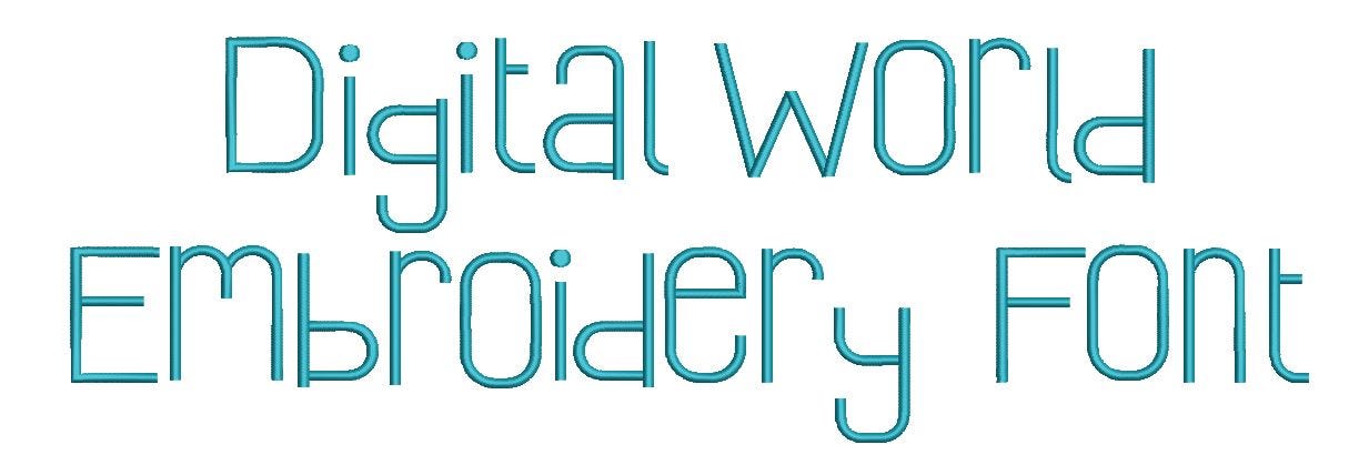 Digital World Embroidery Font | Machine Embroidery Designs by JuJu