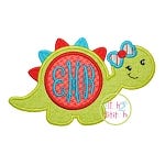 Dino Monogram Girl Applique | Machine Embroidery Designs by JuJu