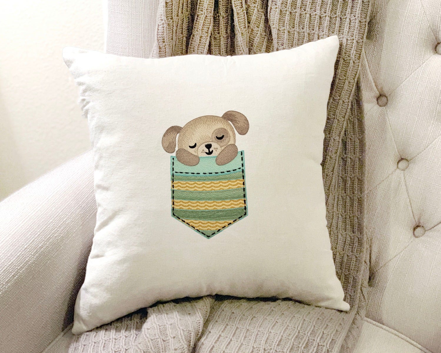 Pocket Dog | Machine Embroidery Designs by JuJu