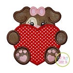 Dog With Heart Girl Applique | Machine Embroidery Designs by JuJu