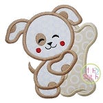 Dog Hugs Bone Applique | Machine Embroidery Designs by JuJu
