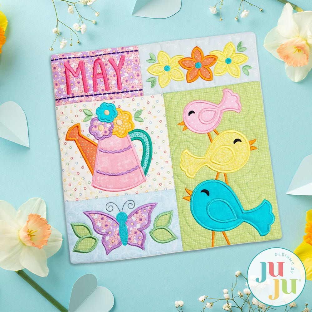 In The Hoop May Mini Sampler Quilt Project | Machine Embroidery Designs by JuJu