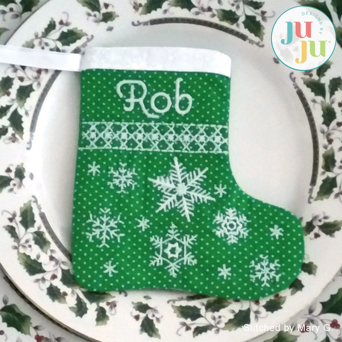 Nordic Ornament Stocking by Oma's Place | Machine Embroidery Designs by JuJu