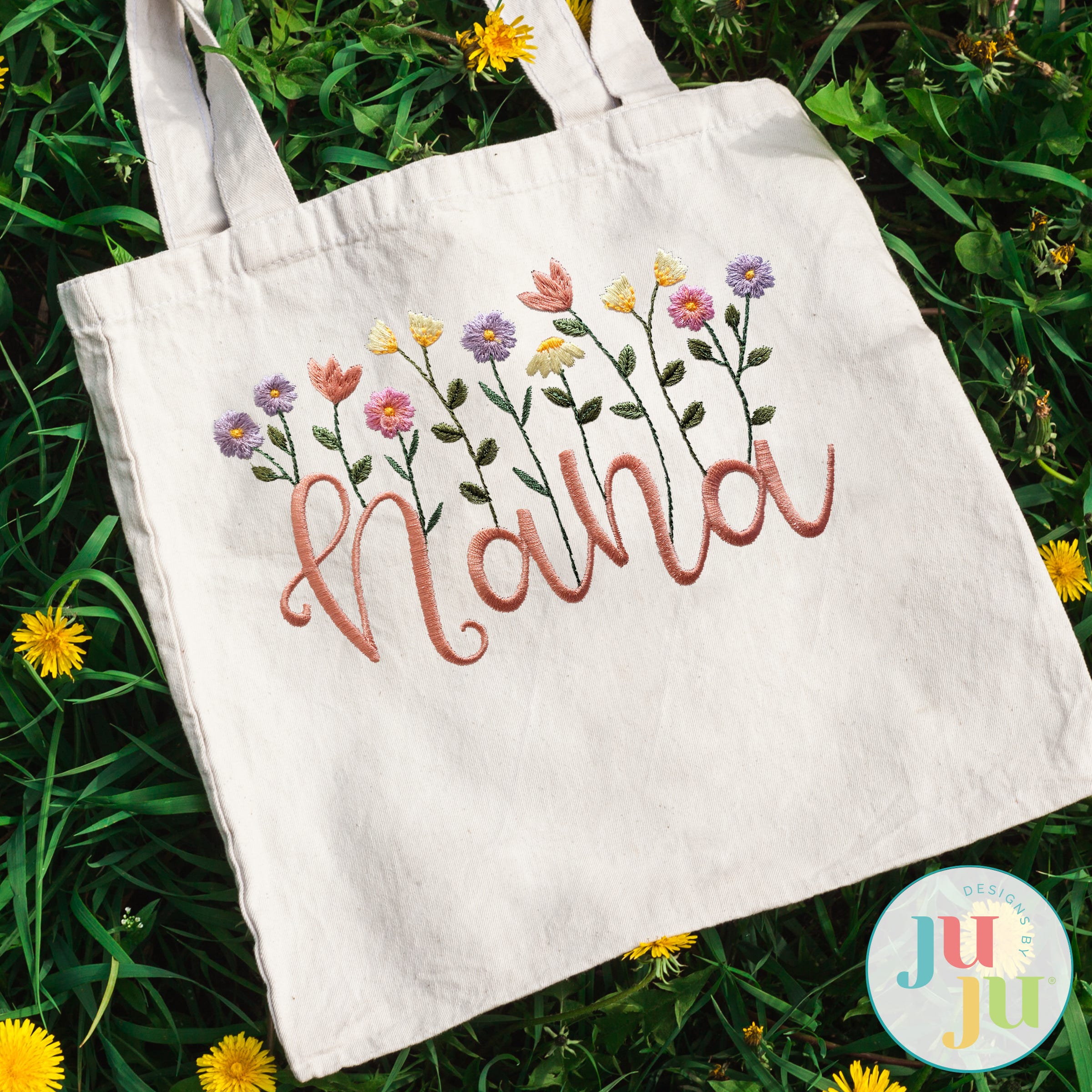 Nana Heirloom Garden Satin Embroidery Design | Machine Embroidery Designs by JuJu