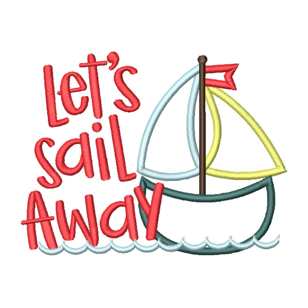 FREE Let's Sail Away Embroidery Design | Machine Embroidery Designs by JuJu