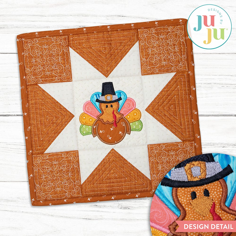 In The Hoop Turkey Mini Quilt Project | Machine Embroidery Designs by JuJu
