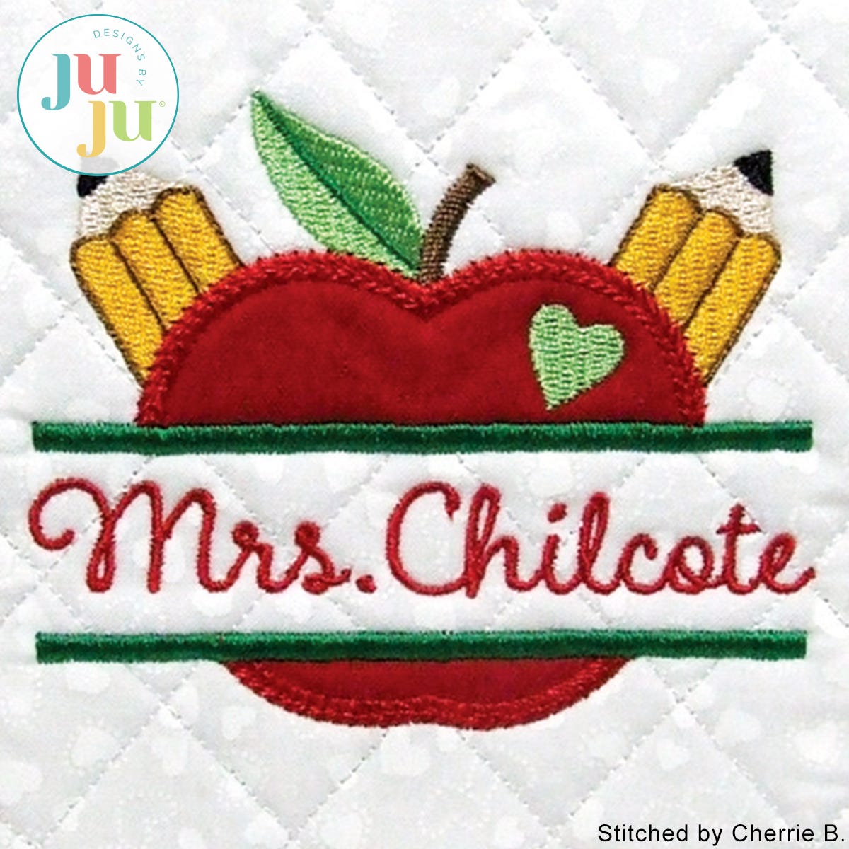 Applique Split Apple Embroidery Design by Oma's Place | Machine Embroidery Designs by JuJu